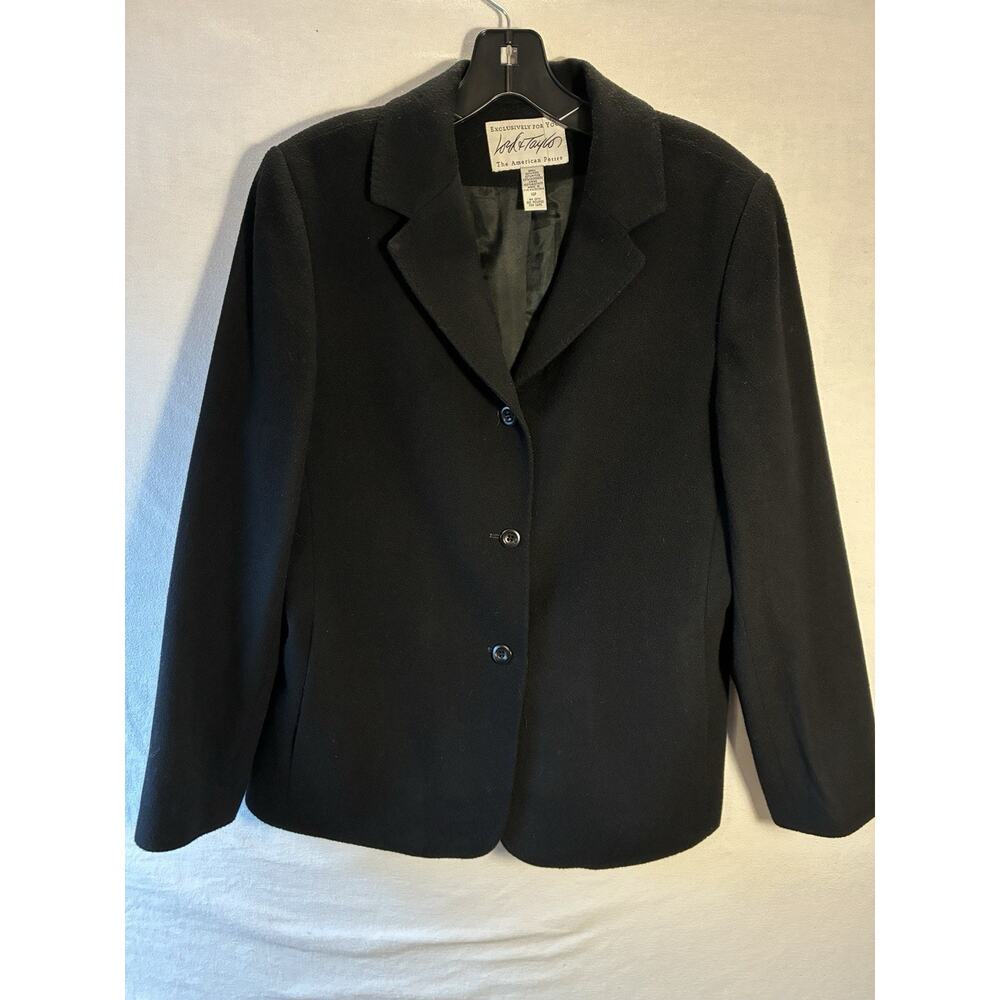 Vintage Lord & Taylor Wool & Cashmere‎ 14P Black Blazer/Jacket Pockets